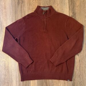 Eddie Bauer Men's Burgundy Quarter-Zip Sweater XL